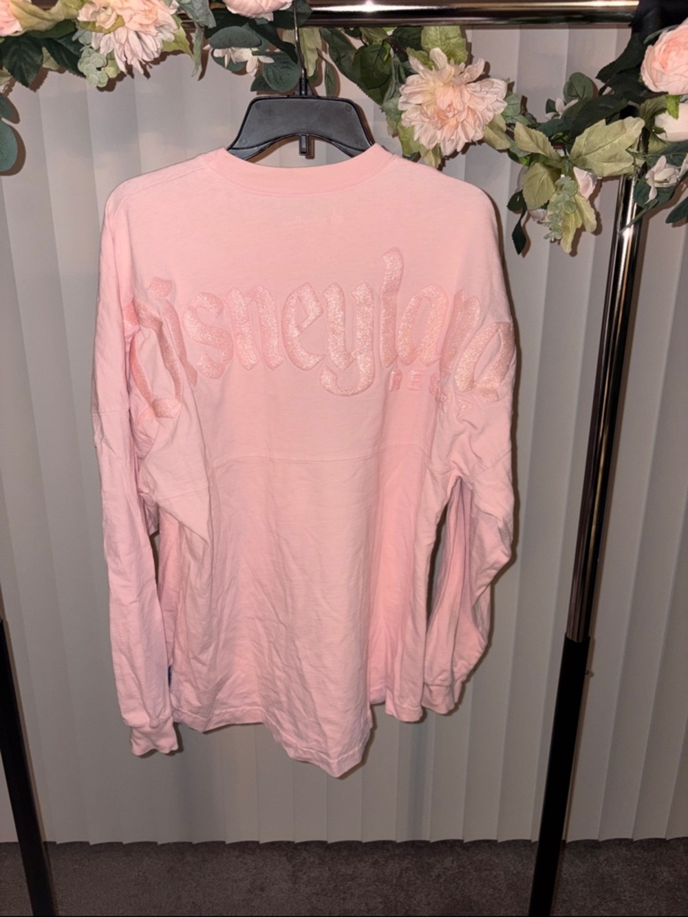 Disneyland Millennial Pink Spirit Jersey with Glitter Logo (has hole & stain)